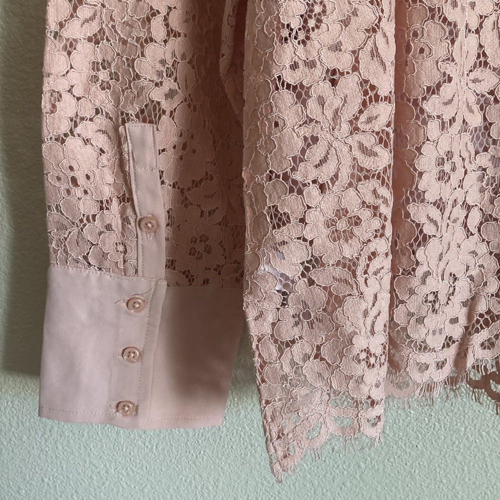 J.Crew Button-Up Lace Top in Mauve Blush (Size 18) - Picture 8 of 10
